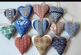 Vianočné srdiečka – ručná výroba z bavlny - 2