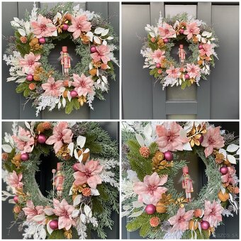 Vianočný veniec L 38cm  na dvere venček dekor Vianoce - 2