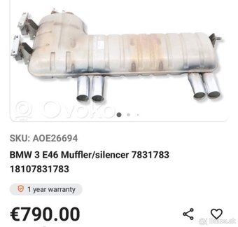 BMW M3 e46 zadný originál tlmič - 2