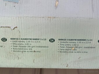 Markíza s kĺbovým ramenom 3 x 2,5 m - 2