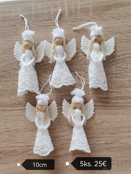 Anjeliky na zavesenie prirodný material, Vianoce NOVE - 2