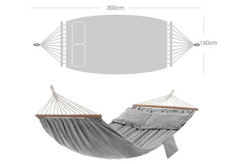 🌿 DVOJITÁ HOJDACIA SIEŤ SONGMICS – 210 × 150 cm, zeleno-siv - 2