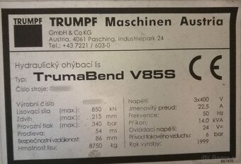 ohraňovací lis TRUMPF TrumaBend V 85 S - 2