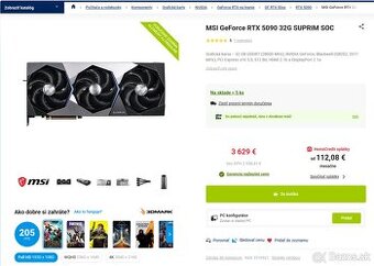 ⭐️ Nvidia RTX 5090 MSI Suprim X OC 32GB, nová, zabalená - 2
