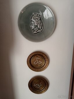 Keramické, mosadzné, tanieriky, starožitné - 2