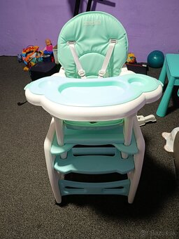 Detská jedálenská stolička tyrkysová - 2