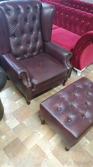 CHESTERFIELD ŠTÝL,KOŽENÁ SEDAČKA,3+1+UŠÁK+TABURET - 2