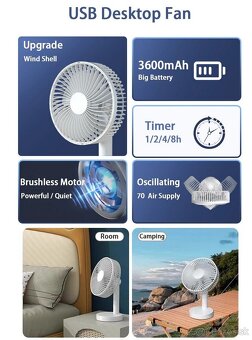 Prenosny USB ventilator,bateria 7200mAh - 2