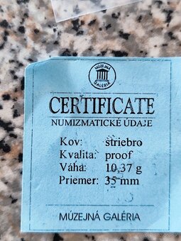 Strieborná medaila hokej s certifikátom Proof - 2