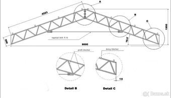 Oceľová konštrukcia 8x6m - pozinkovaná, s dopravou zdarma - 2