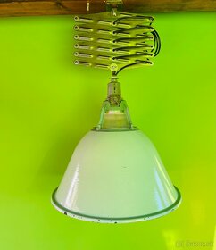 Industriálna nožnicová lampa závesná zelený smalt - 2