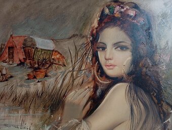 Obrovský veľmi dekoratívny obraz v zlatom ráme 97x77 cm - 2