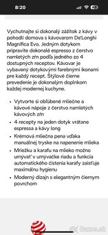 Predám plnoautomatický kávovar Magnifica Evo - 2