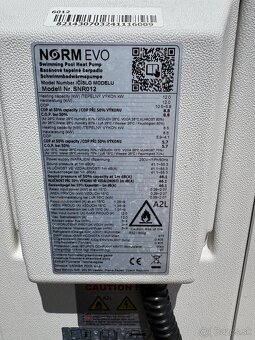 Predám bazénové tepelné čerpadlo NORM EVO SNR012 – 12 kW - 2