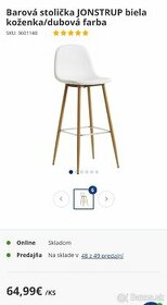 Barová stolička JONSTRUP biela koženka dubová farba (JYSK) - 2