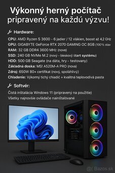Výkonný herný PC – Ryzen 5 3600 + RTX 2070 8GB + 32GB RAM - 2
