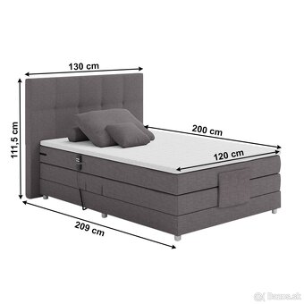 Elektrická polohovacia posteľ boxspring 120x200 - 2