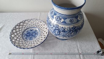 Modranská váza 60 cm veľká a modranský tanier - 2