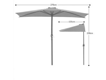Záhradný polkruhový slnečník 270 x 135 cm - antracit - 2