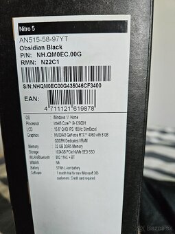 ACER NITRO 5 - i9,32gb,RTX4060/ZÁRUKA2026 - 2