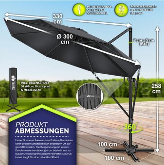 tillvex® PREMIUM konzolový slnečník 330 cm – nový - 2