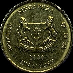 Predám 5 centov 2000 Singapur - 2