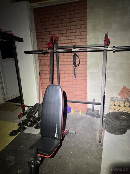 Kotúče + olympijská tyč + stojan+lavicka - 2