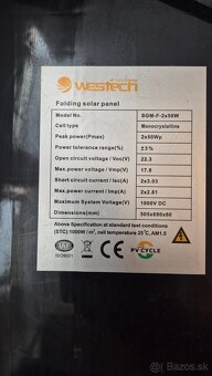 Predám skladací solarmy panel WESTECH 100W - 2