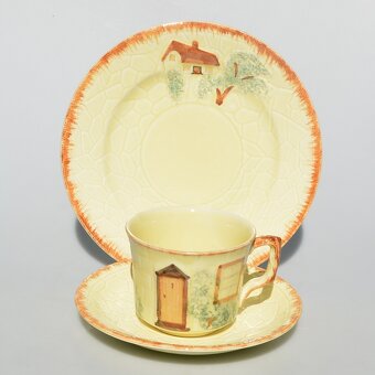 Starožitný keramický trojset z Anglicka - Domček - 2