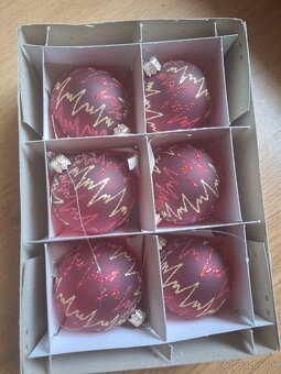 Vianočné gule, sklenené, červené. - 2