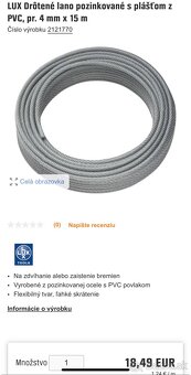 Drôtené lano pozinkované s z PVC, pr. 4 mm x 15 m - 2