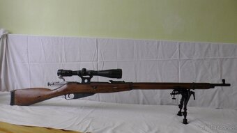 Mosin Nagant, Cal 7,62×54 — puškohľad, dvojnožka + náboje - 2