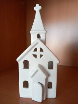 Keramický kostol na čajovú sviečku 22,5x9,5x8 cm - 2