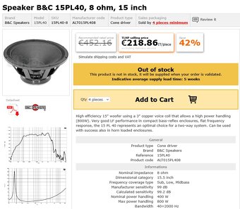 15" basáky B&C 15PL40 - 2