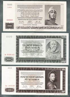 Staré bankovky válka PROTEKTORÁT KOMPLET SESTAVA - 2