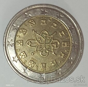 Portugalsko 2 eurá 2002 s chybami razenia vzácna unikátna mi - 2