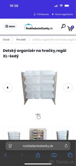 Detský organizér na hračky, regál XL šedý - 2