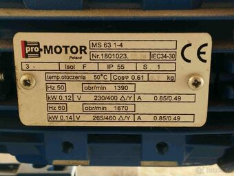 Elektroprevodovka proMOTOR 0,12 kW, 3×230/400 V – IP55 (takm - 2
