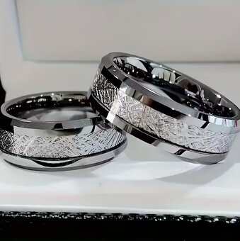 Elegantné 2ks obrúčky 8mm strieborné so vzorom - 2