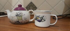 Hrnček a čajnik s motívom levandule v štýle Provence vintage - 2