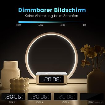 LED nočná lampa s funkciou nabíjania, svetelný budík - 2