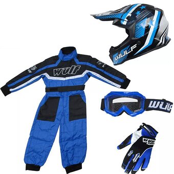 Detská Motocross Výstroj-Kombinéza,Prilba,Okuliare,Rukavice - 2