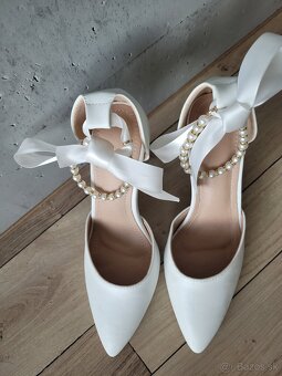 Biele svadobné topánky, číslo 37, 1x obuté, nenosené. - 2