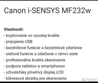 Tlačiareň Canon i-SENSYS MF 232w - 2