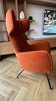 Dizajnové ušaté kreslá Monset s taburetkou - 2