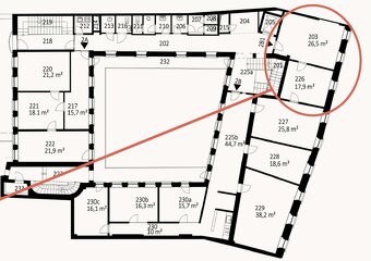 2-kancelária 44,4m2 s možnosťou parkovania v historickej bud - 2