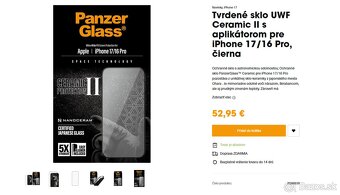 Tvrdené sklo UWF Ceramic II s aplikátor. iPhone 17/16 Pro - 2