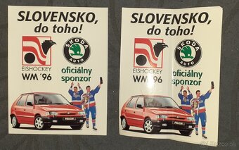 Predám nálepky Škoda hokej 1996 - 2