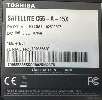 Notebook Toshiba Satellite C55-A-15X na náhradné diely - 2