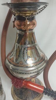 Egyptská vodná fajka z liatiny a plechu – originál z Egypta - 2